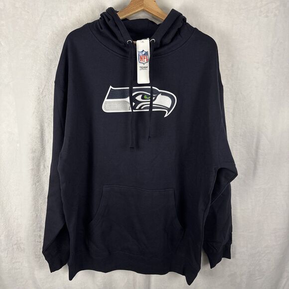 Seattle Seahawks Embroidered Patch Hoodie NFL Team Apparel Navy Size XL NWT - Picture 1 of 6